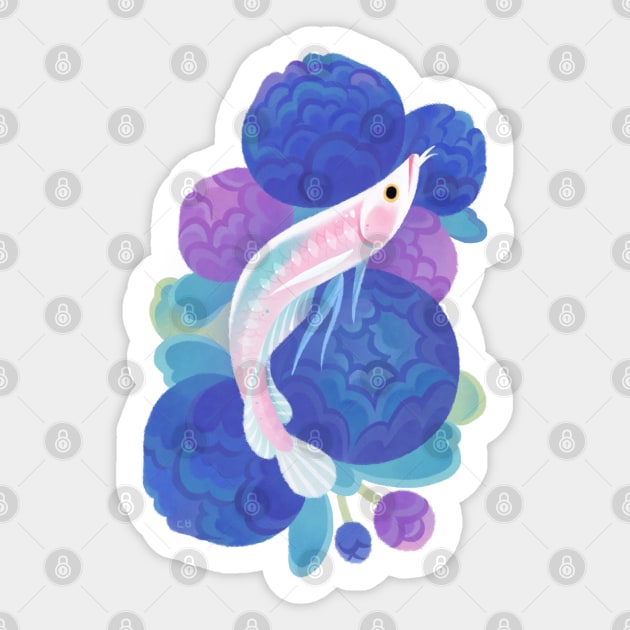 Arowana and peony 1 Sticker by pikaole